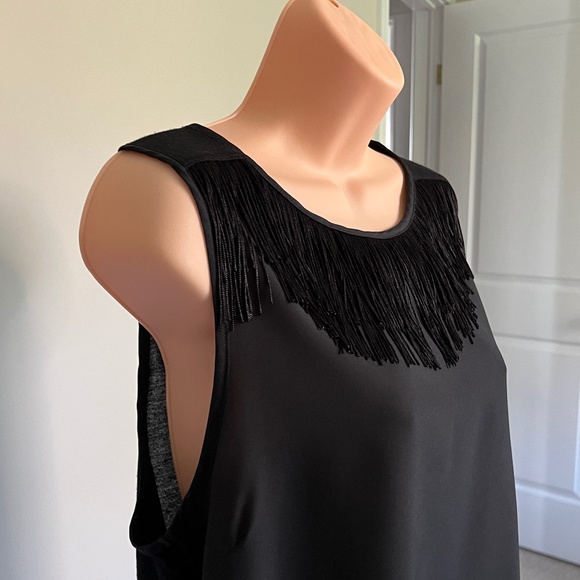 Banana Republic Women's Top Medium Black Sleeveless Tassles Coachella Su… - Picture 2 of 9